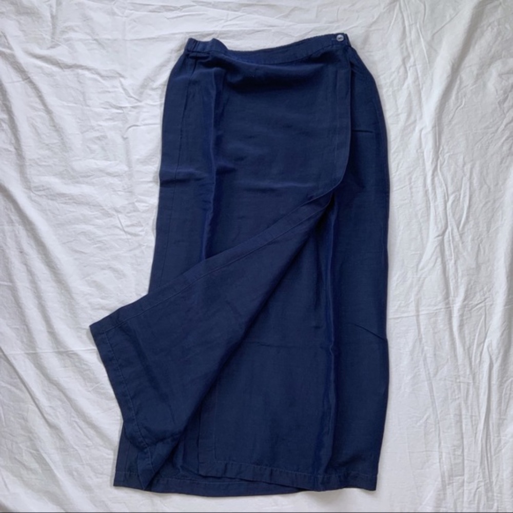 Eileen Fisher Linen and Silk Wrap Midi Skirt